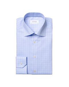 Blue and White Square Patterned Eton dress shirt