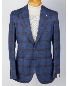 Luigi Bianchi blue and brown checked sport coat