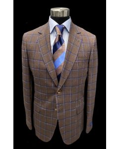 Castangia mocha brown window pane sport coat, Stenströms striped silk tie and Eton shirt