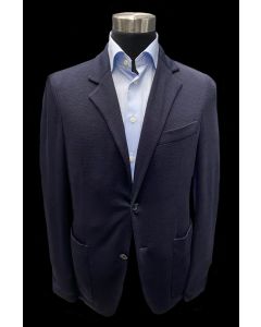 Belvest Jersey fabric unconstructed patch pocket navy blue sport coat