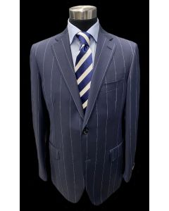 Belvest navy blue striped suit, Ítalo Ferretti striped tie and Eton shirt