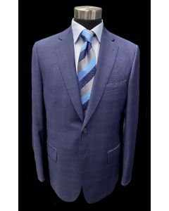 Brioni mid blue plaid suit and striped tie, Eton shirt