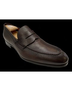 Santoni dark brown leather loafers