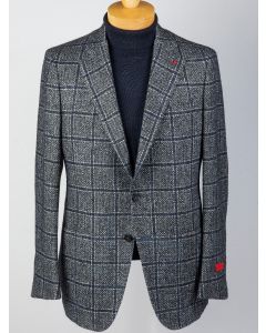 Isaia gray and light blue check sport coat