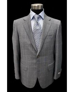 Canali mid grey window pane suit and pattern silk tie, Eton shirt