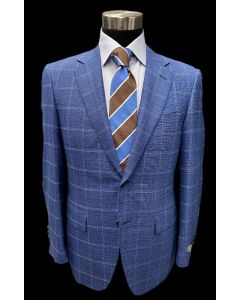Canali window pane blue sport coat and striped tie, Eton shirt