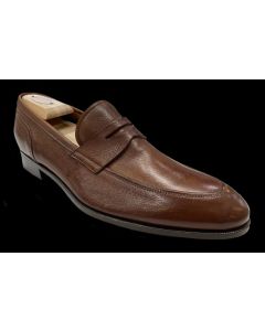 Santoni brown leather loafers